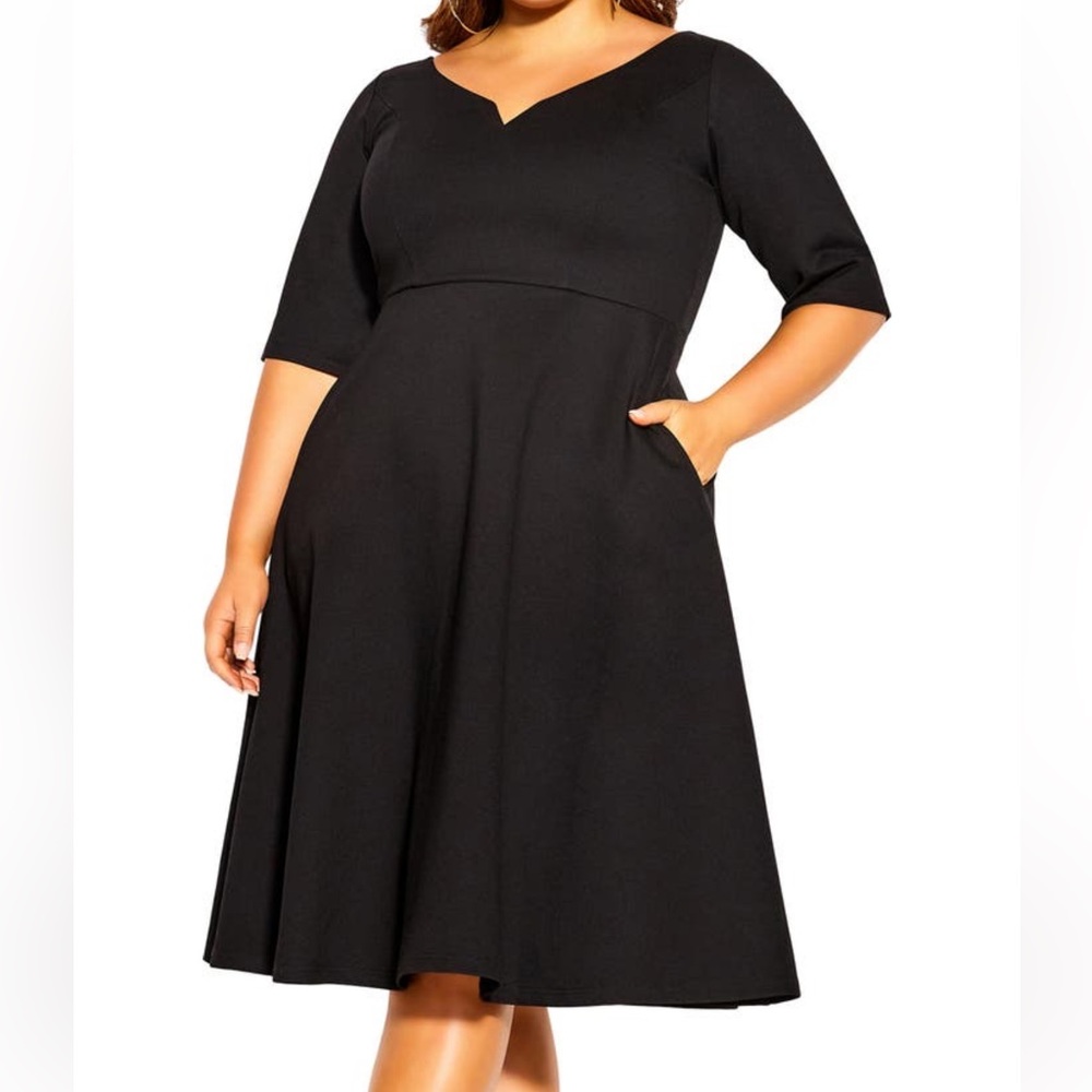 Black fit and flare City Chic dress sz 14